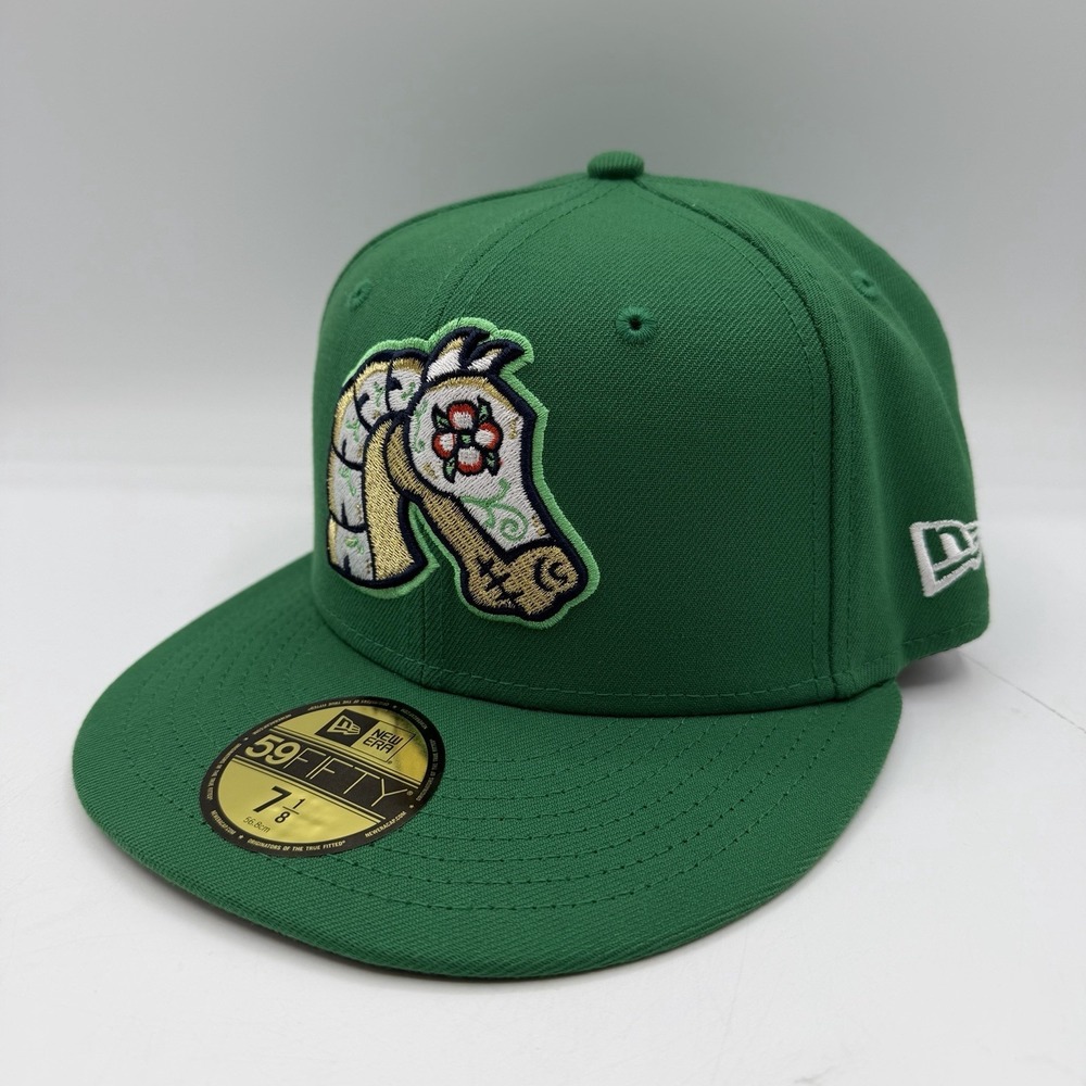 New Era 59Fifty Charlotte Knights Hat Cap 7 1/8 Green Copa De La Diversion MILB